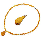 Vintage Baltic Amber Butterscotch & Honey Necklace with Large Amber Pendant