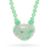 Vintage Carved Jadeite Dragon with Jadeite Beaded Strand Necklace