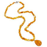 Vintage Baltic Amber Butterscotch & Honey Necklace with Large Amber Pendant