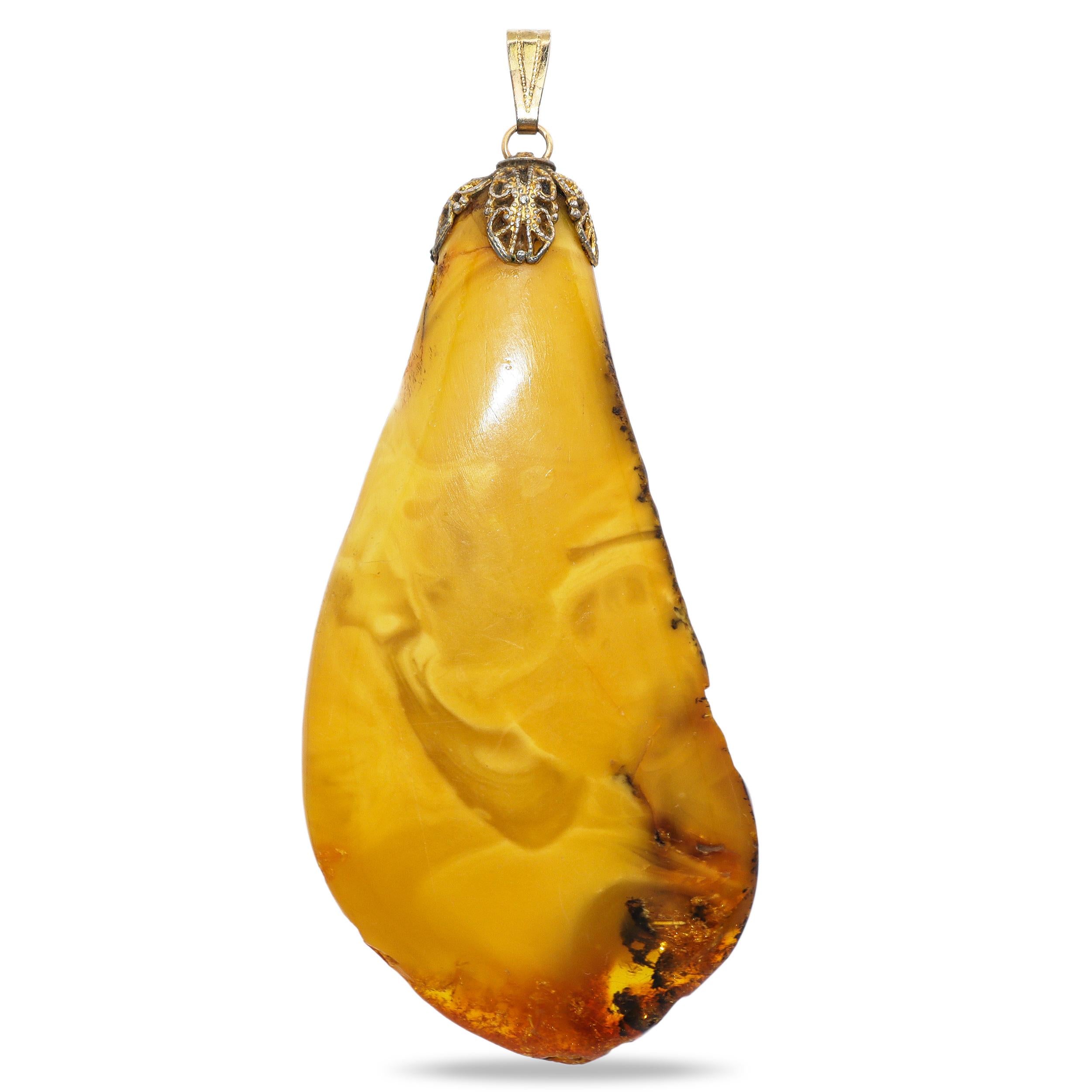 Vintage Baltic Amber Butterscotch & Honey Necklace with Large Amber Pendant