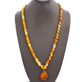 Vintage Baltic Amber Butterscotch & Honey Necklace with Large Amber Pendant