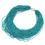Vintage 14k White Gold Multistrand Turquoise Heishi Bead Necklace