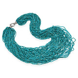 Vintage 14k White Gold Multistrand Turquoise Heishi Bead Necklace