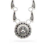 Vintage Riley Polequaptewa Sterling Silver Hopi Sun Face Necklace