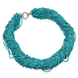 Vintage 14k White Gold Multistrand Turquoise Heishi Bead Necklace