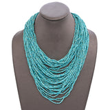 Vintage 14k White Gold Multistrand Turquoise Heishi Bead Necklace