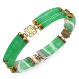 Vintage 14k Yellow Gold Jadeite Double Row Link Bracelet