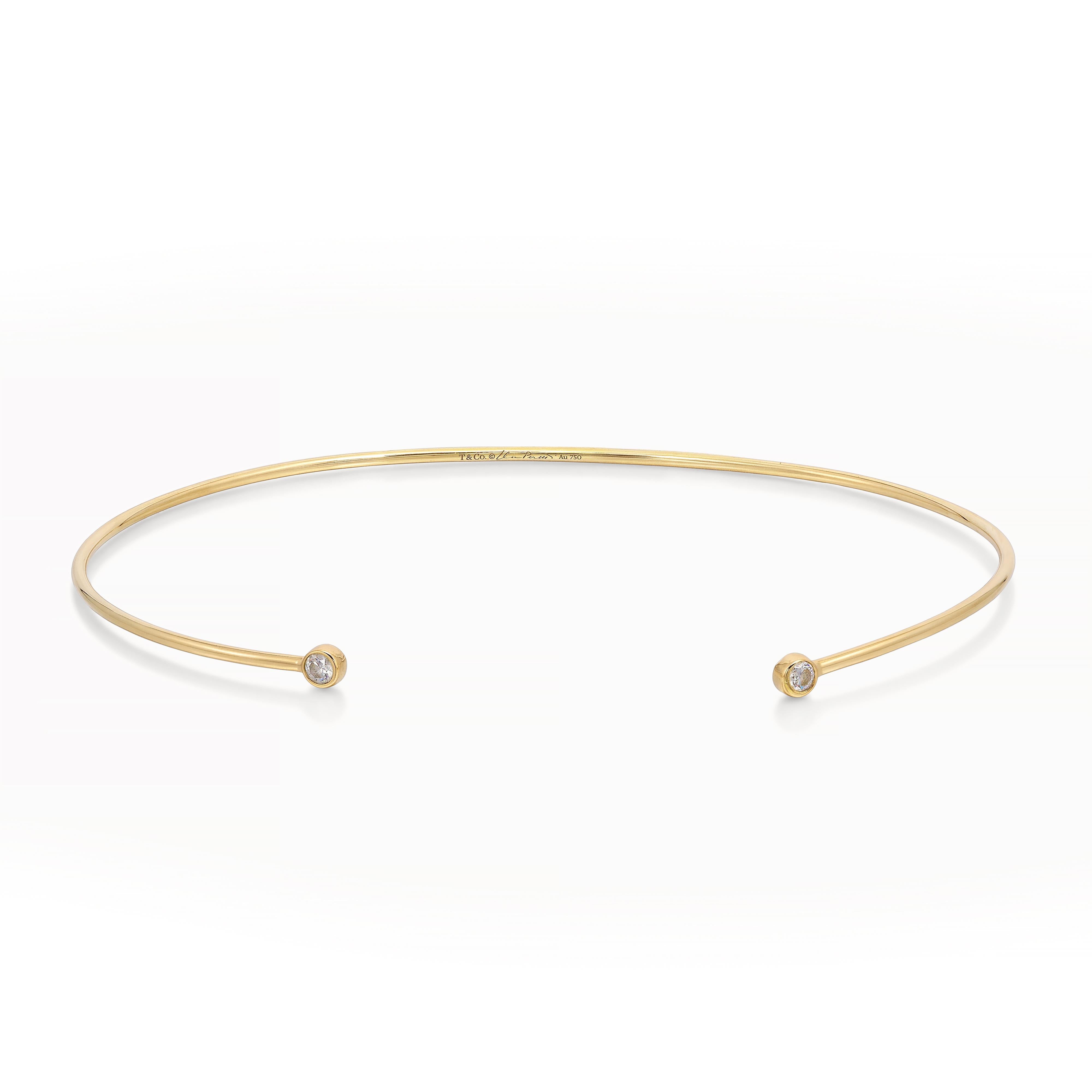 Tiffany & Co. 18k Yellow Gold Elsa Peretti Diamond Wire Cuff Bracelet
