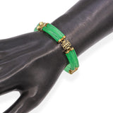 Vintage 14k Yellow Gold Jadeite Double Row Link Bracelet