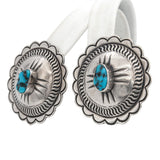 Vintage Navajo MJ Signed Sterling Silver Turquoise Concho Clip On Earrings