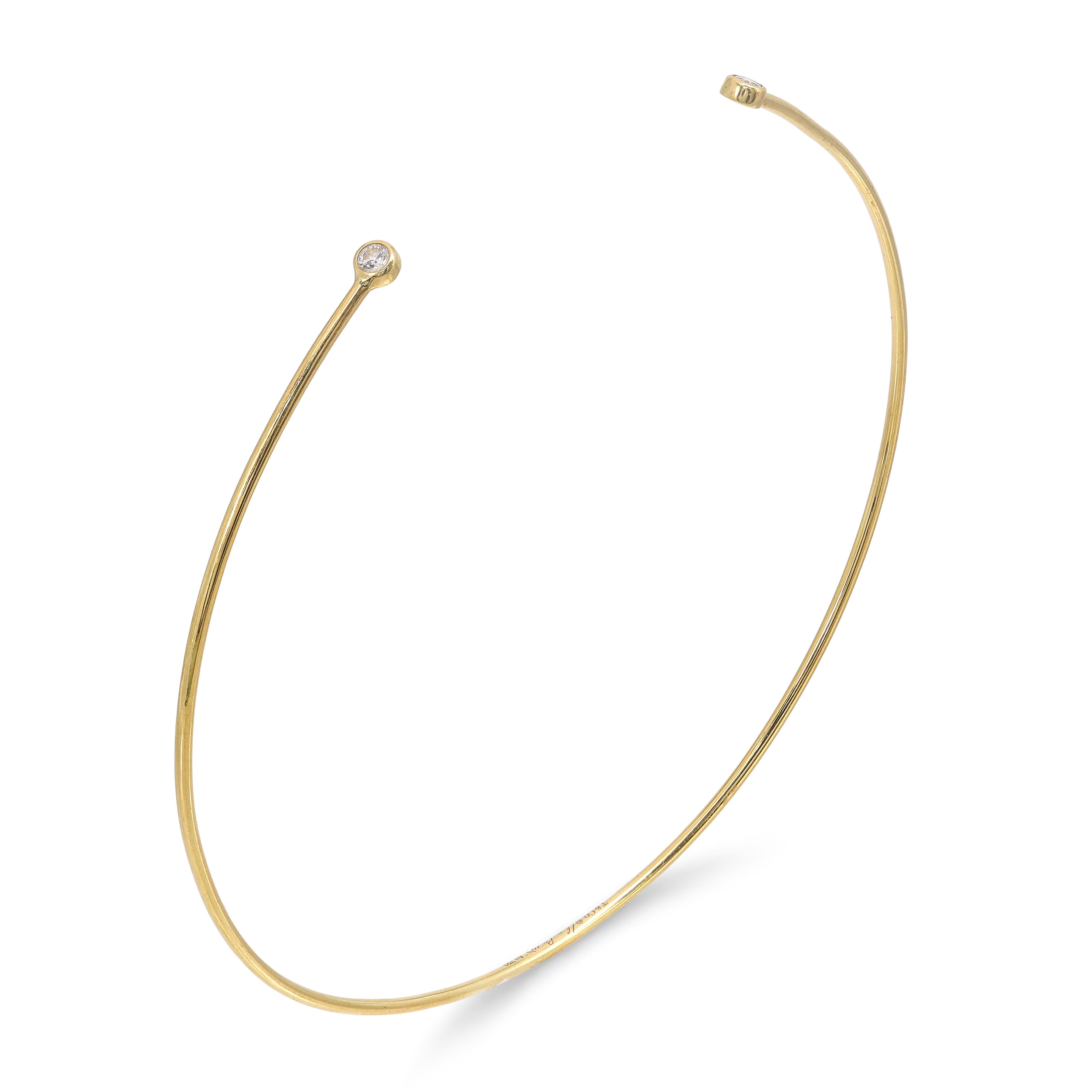 Tiffany & Co. 18k Yellow Gold Elsa Peretti Diamond Wire Cuff Bracelet