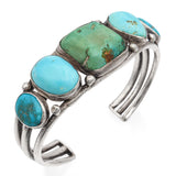 Vintage Silver and Multicolor Turquoise Cuff Bracelet