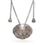 Vintage Silver Chinese Ruyi Lock and Bell Strand Necklace