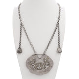 Vintage Silver Chinese Ruyi Lock and Bell Strand Necklace