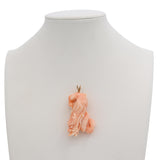 Vintage 14k Yellow Gold Bail Hand Carved Dragon Angel Skin Coral Pendant