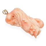 Vintage 14k Yellow Gold Bail Hand Carved Dragon Angel Skin Coral Pendant