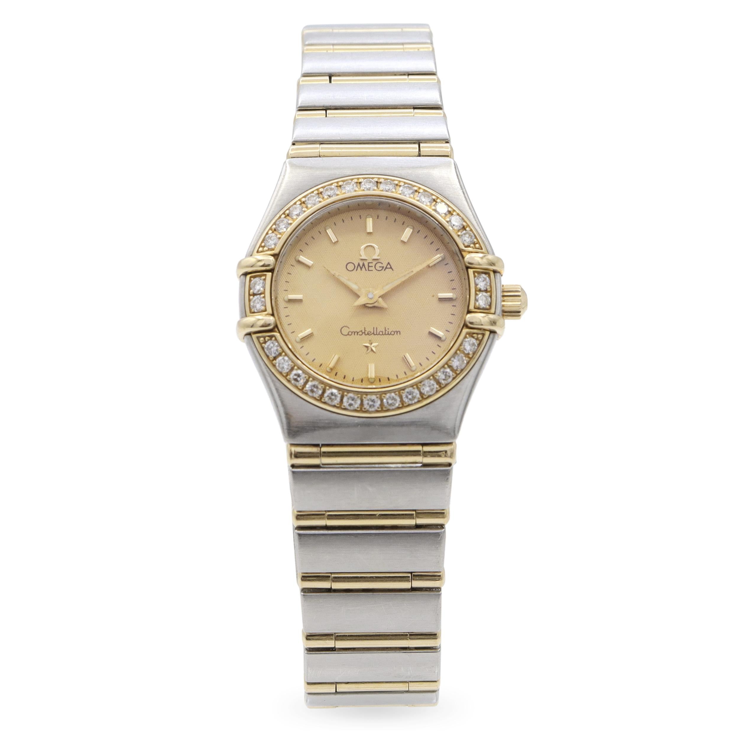 Omega Constellation Two Tone Diamond Bezel Quartz Ladies Watch