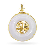 Vintage 14k Yellow Gold Frame Jadeite Donut Pendant
