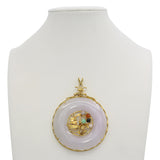 Vintage 14k Yellow Gold Frame Jadeite Donut Pendant