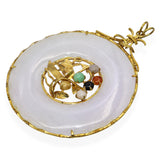 Vintage 14k Yellow Gold Frame Jadeite Donut Pendant