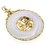 Vintage 14k Yellow Gold Frame Jadeite Donut Pendant