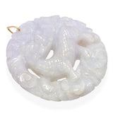 Vintage Yellow Gold Lavender Jadeite Dragon Carving Pendant