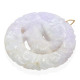 Vintage Yellow Gold Lavender Jadeite Dragon Carving Pendant