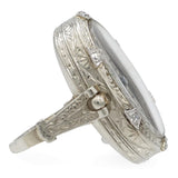 Vintage White Gold and Diamond Handwind Watch Ring