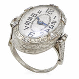 Vintage White Gold and Diamond Handwind Watch Ring