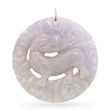 Vintage Yellow Gold Lavender Jadeite Dragon Carving Pendant