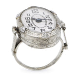 Vintage White Gold and Diamond Handwind Watch Ring