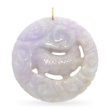 Vintage Yellow Gold Lavender Jadeite Dragon Carving Pendant