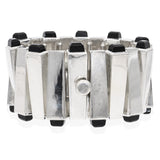 Vintage Jondell Mexican Sterling Silver Black Onyx Modernist Wide Link Bracelet