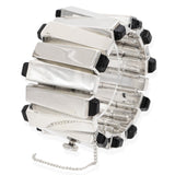 Vintage Jondell Mexican Sterling Silver Black Onyx Modernist Wide Link Bracelet