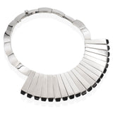 Vintage Jondell Mexican Sterling Silver & Black Onyx Modernist Collar Necklace
