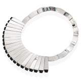 Vintage Jondell Mexican Sterling Silver & Black Onyx Modernist Collar Necklace