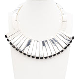 Vintage Jondell Mexican Sterling Silver & Black Onyx Modernist Collar Necklace