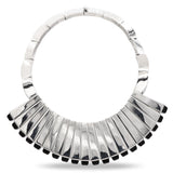 Vintage Jondell Mexican Sterling Silver & Black Onyx Modernist Collar Necklace