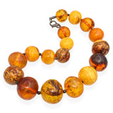 Vintage Sterling Silver Graduated Baltic Amber Bead Necklace