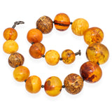 Vintage Sterling Silver Graduated Baltic Amber Bead Necklace