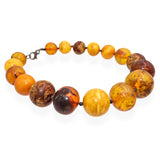 Vintage Sterling Silver Graduated Baltic Amber Bead Necklace