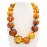 Vintage Sterling Silver Graduated Baltic Amber Bead Necklace