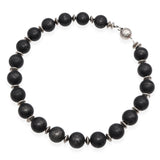 Vintage Sterling Silver Scandinavian Style Blackened Silver Beaded Necklace