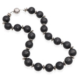 Vintage Sterling Silver Scandinavian Style Blackened Silver Beaded Necklace
