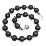 Vintage Sterling Silver Scandinavian Style Blackened Silver Beaded Necklace