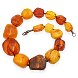 Vintage Butterscotch & Cognac Graduated Amber Bead Necklace