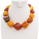 Vintage Butterscotch & Cognac Graduated Amber Bead Necklace