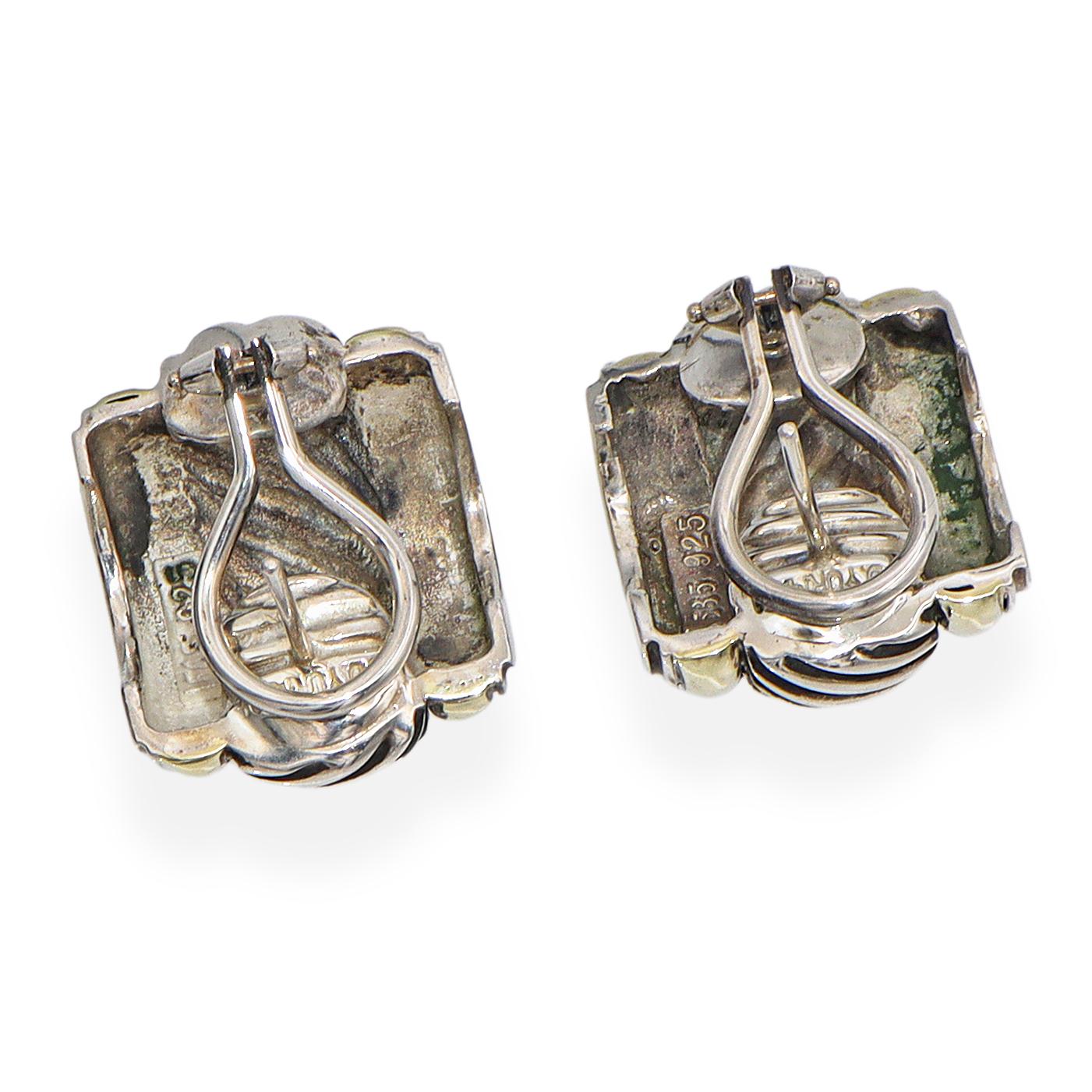 David Yurman 14K Gold & Sterling Silver Cable Omega Back Earrings