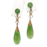 Vintage 12K Gold Nephrite Jade Drop Earrings