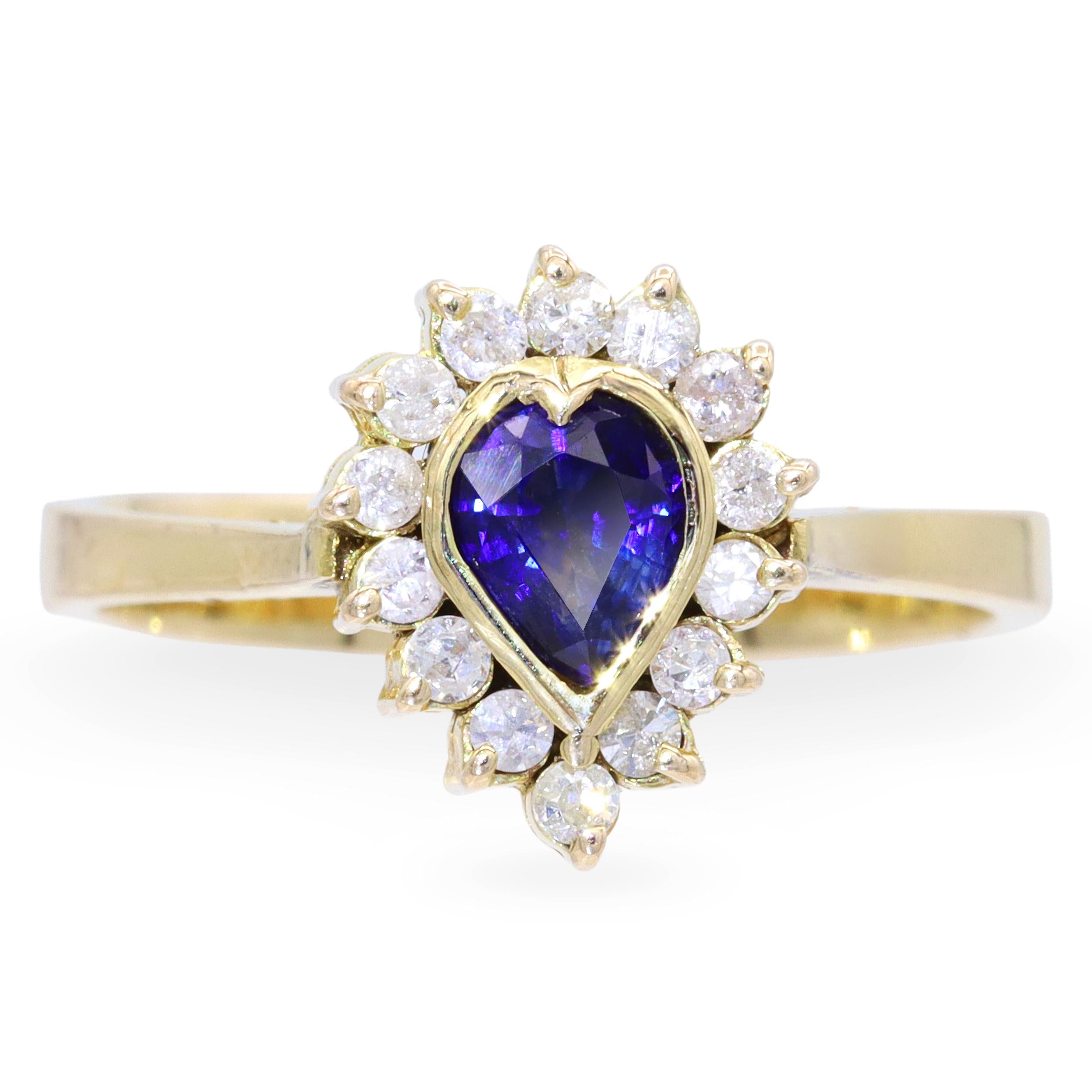 Vintage 12k Yellow Gold Sapphire and Diamond Ring